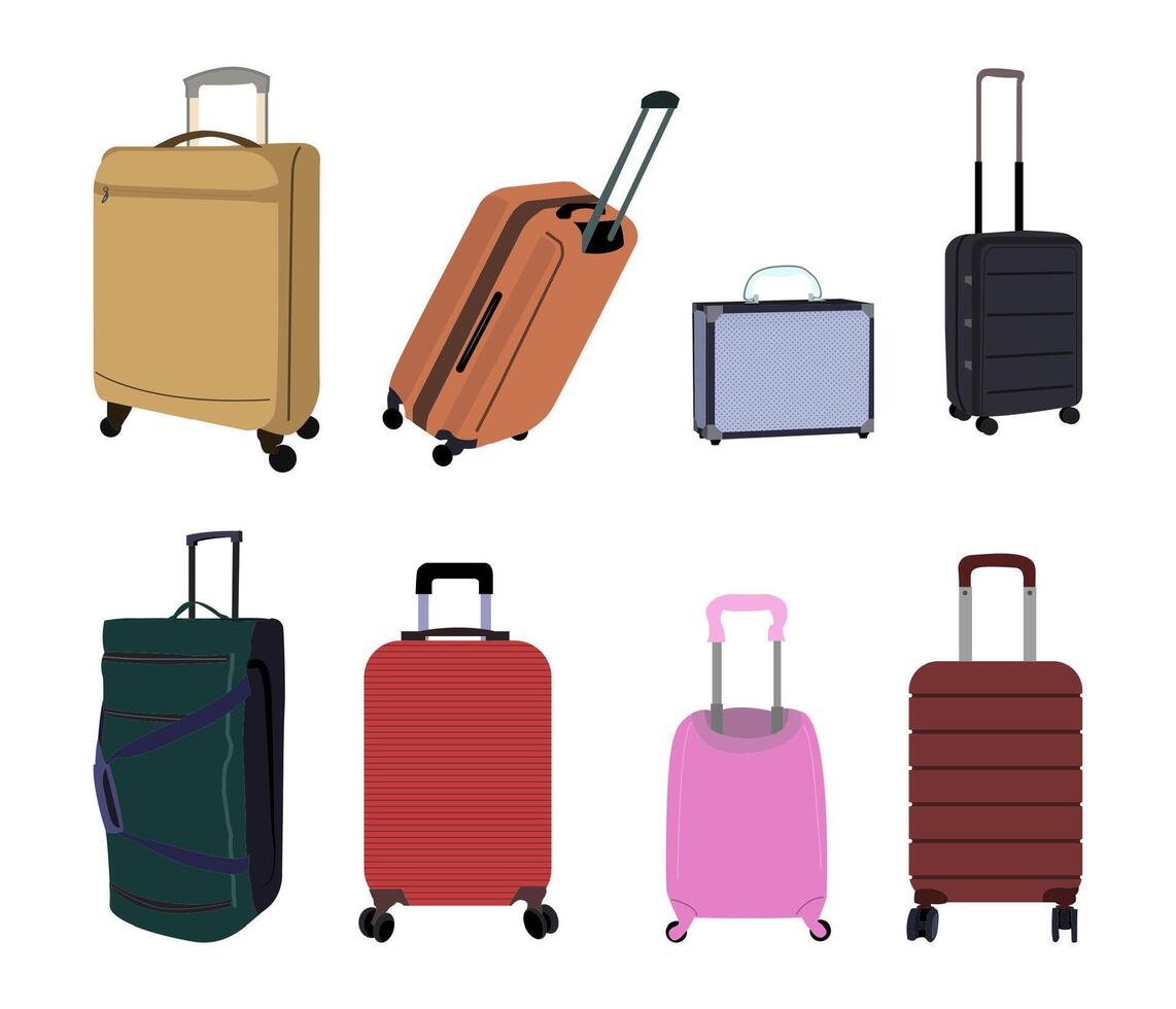This Suitcase Illustration Set is a versatile collection with stylish suitcase designs, suitable for travel related projects, tourism branding, airline promotions. vector