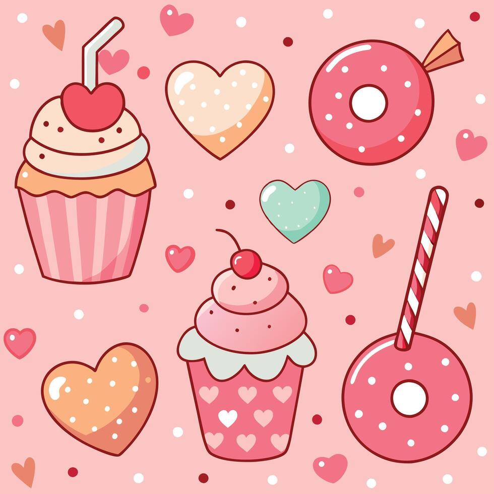 Sweet Valentine's Treats for Valentines Day vector