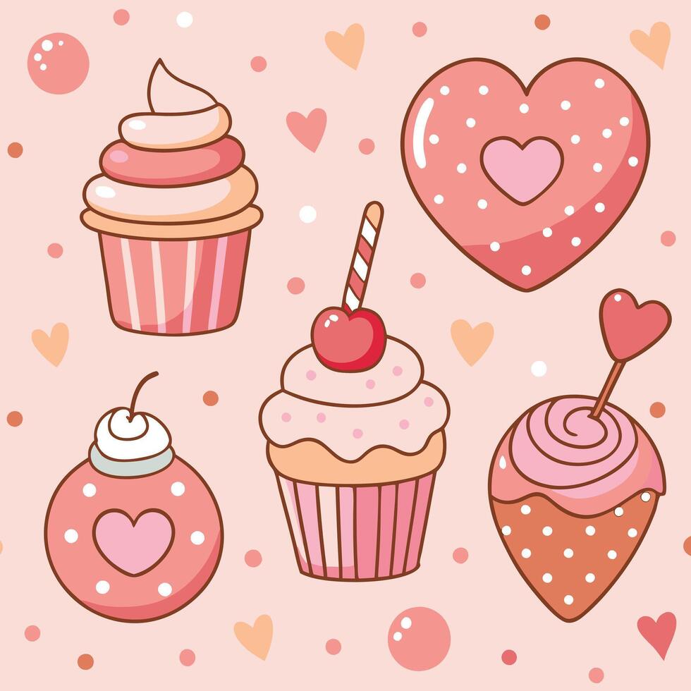 Valentine's Day Cupcakes Clipart vector