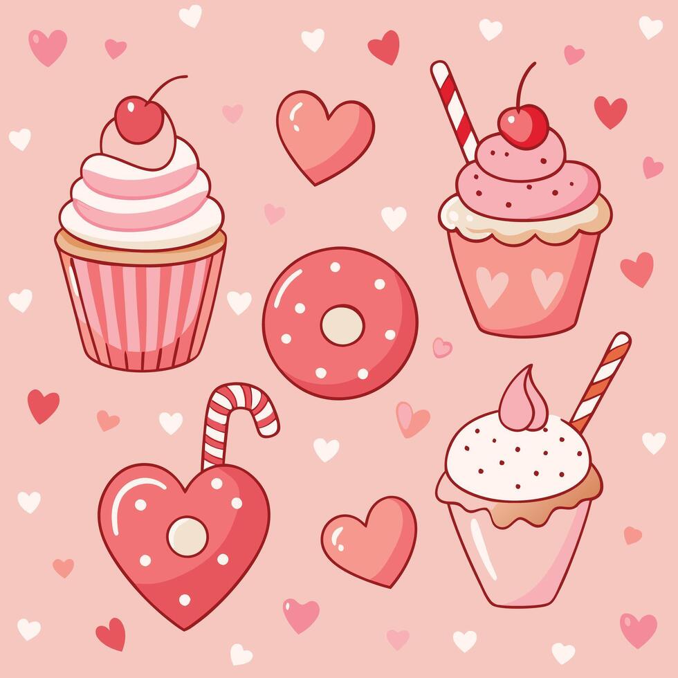 Valentine's Day Cupcakes vector
