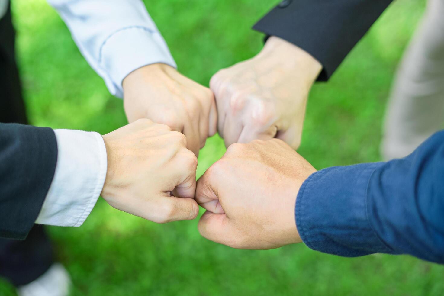 partnership join for CSR and ESG cooperation Global community teamwork environmental energy-saving cooperation for the Sustainable Development Goals, Strong hand group business cooperation success. photo