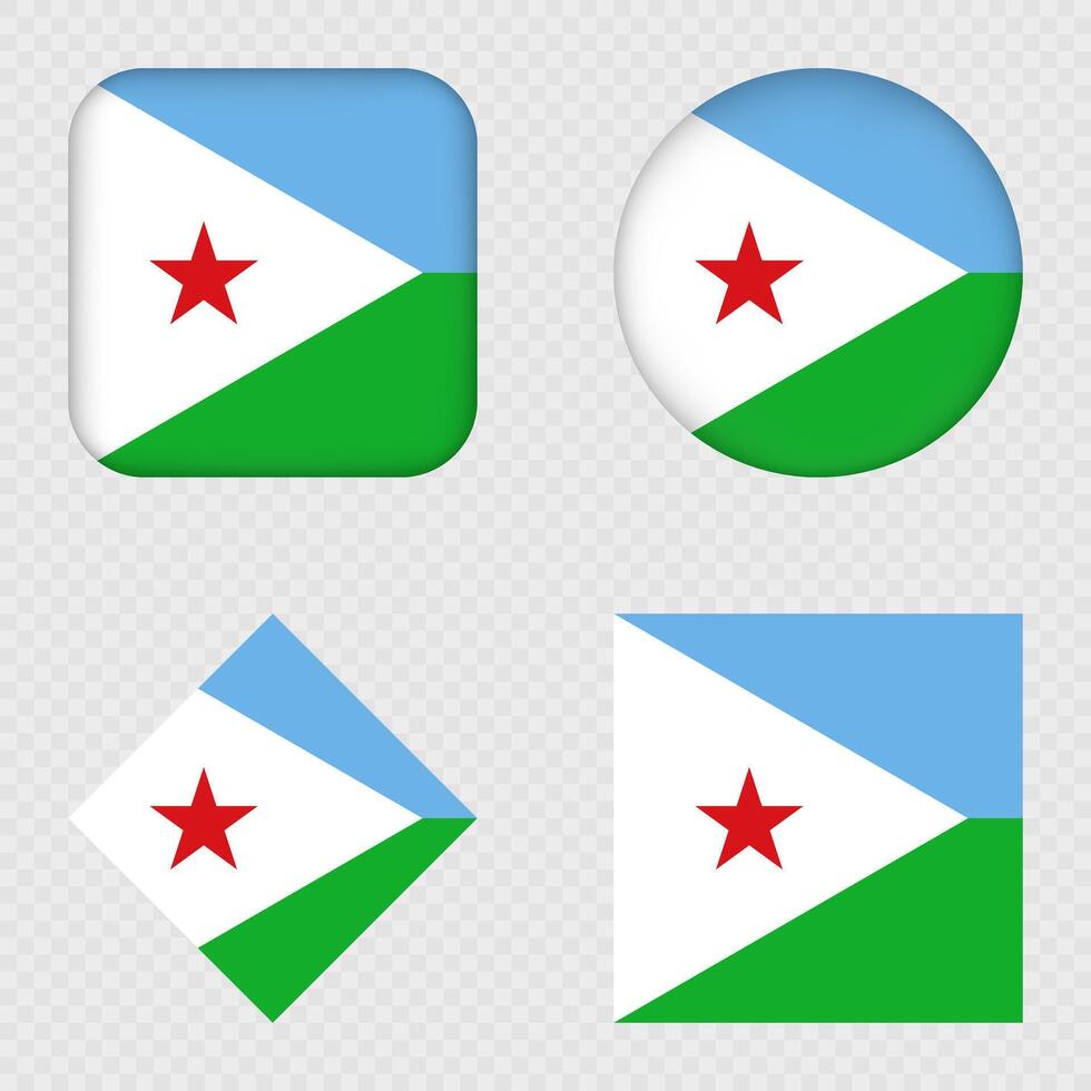 Djibouti Flag Icons Pack. vector