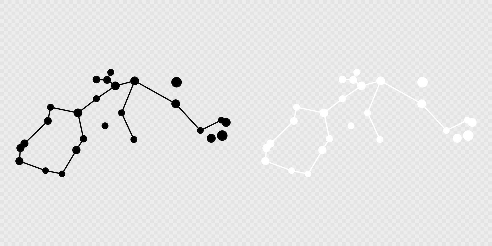 Aquarius constellation map set. illustration. vector