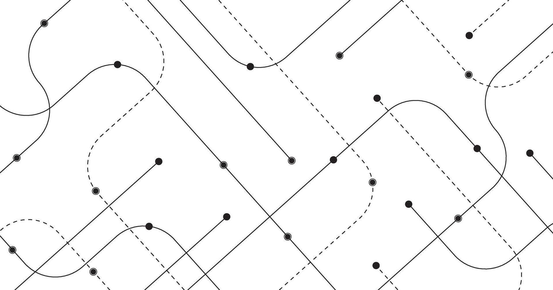 futuristic cyber circuit wire path lines with ending dots background vector