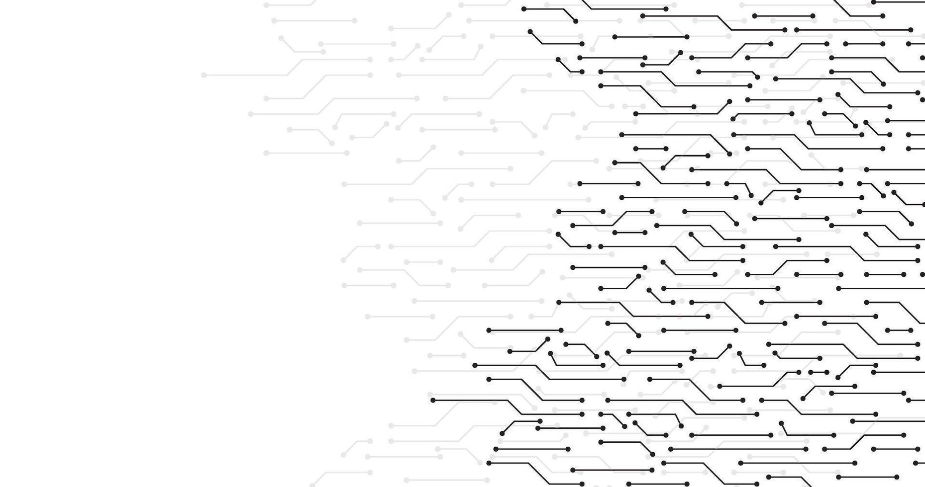 modern ai network black lines with dots connecting to others in data flow circuit board background template vector