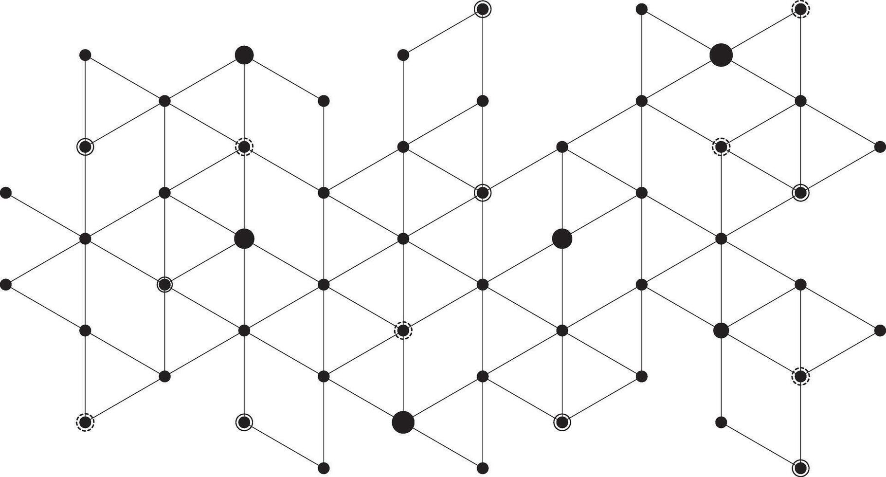 abstract hexagon cell with dots connecting together background template vector