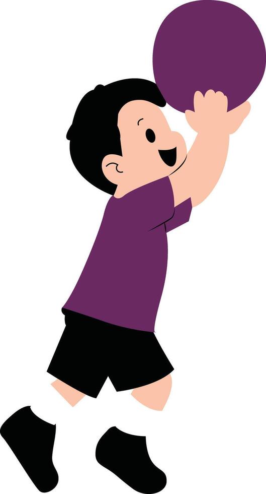 A boy holding a purple ball in his hand vector