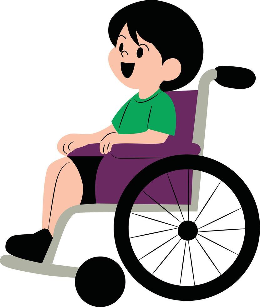A boy in a wheelchair with a smile on his face vector
