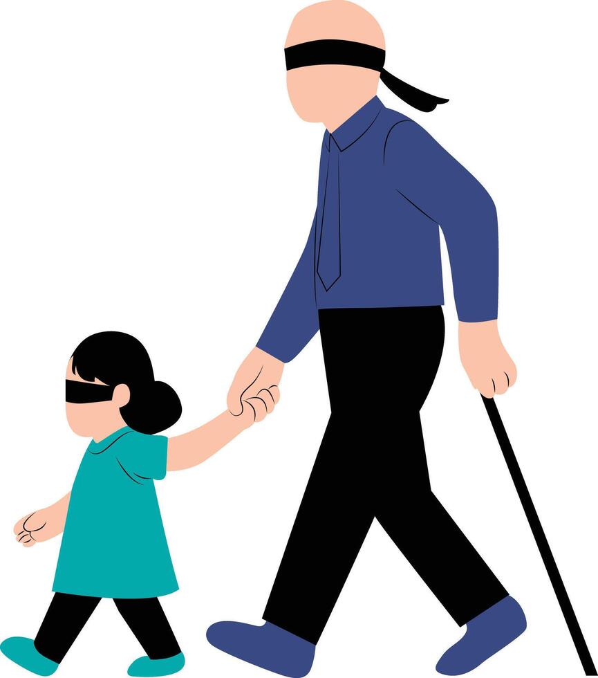 A man and a little girl walking together vector