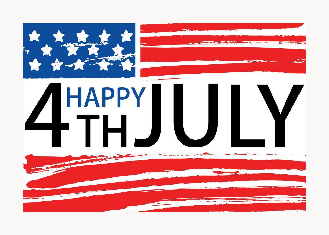 Happy 4th of July inscription written on American national flag. United States of America Independence Day lettering isolated on white background. Colored hand drawn holiday illustration vector