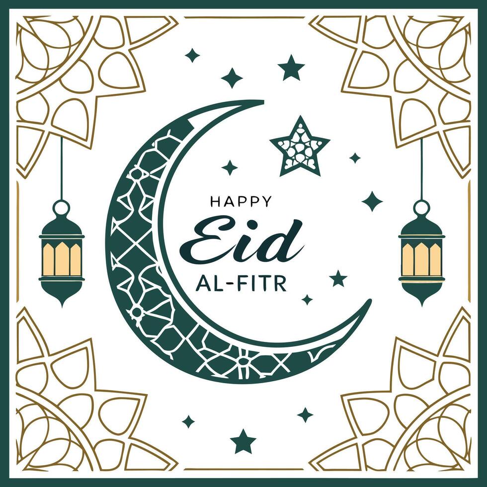 Eid Al-Fitr Poster with abstract background design vector