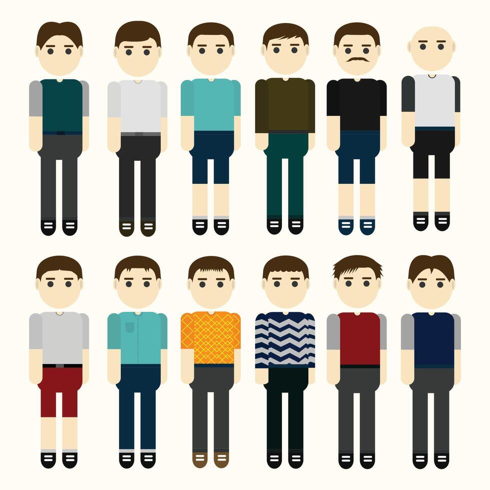 collection of male character sets with different styles vector