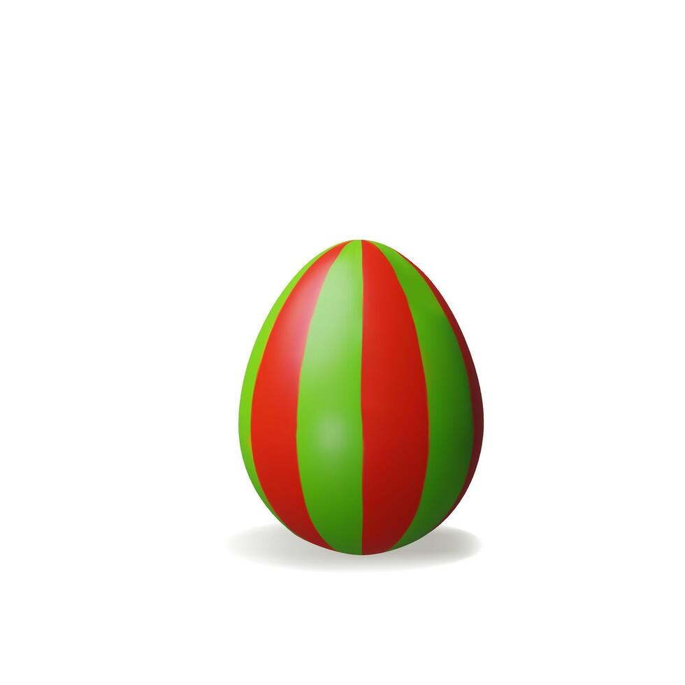 3d render vertical striped easter egg. Three-dimensional illustration for Christian celebration or children hunt, springtime holiday. Religion traditional ceremony element. ingredient protein vector