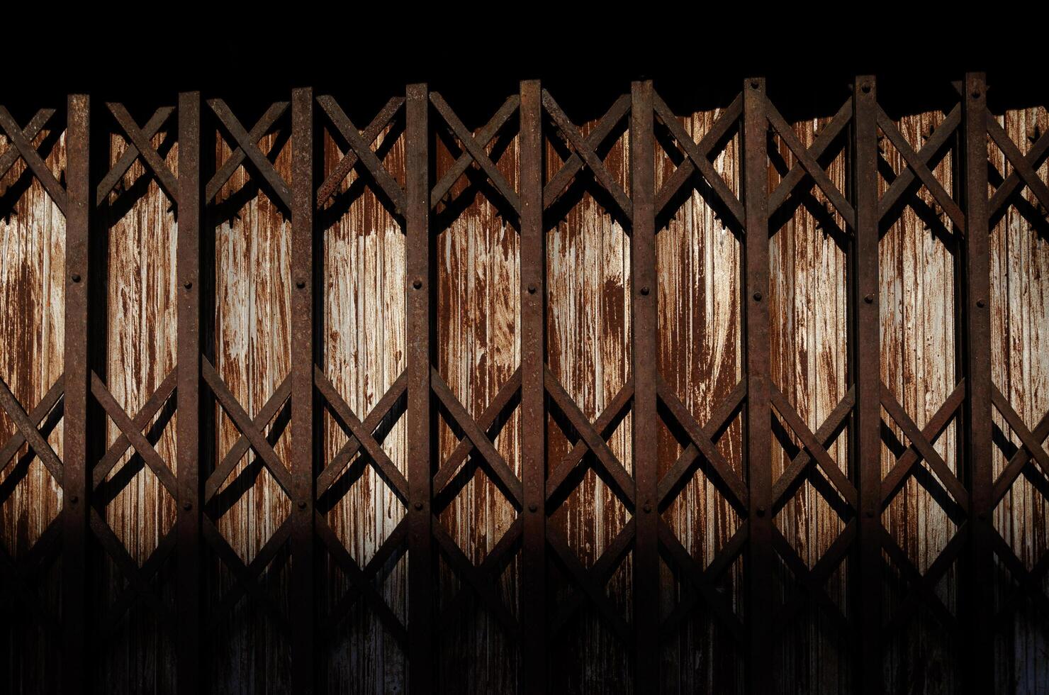 Old style of closed steel door,Sliding grille door photo