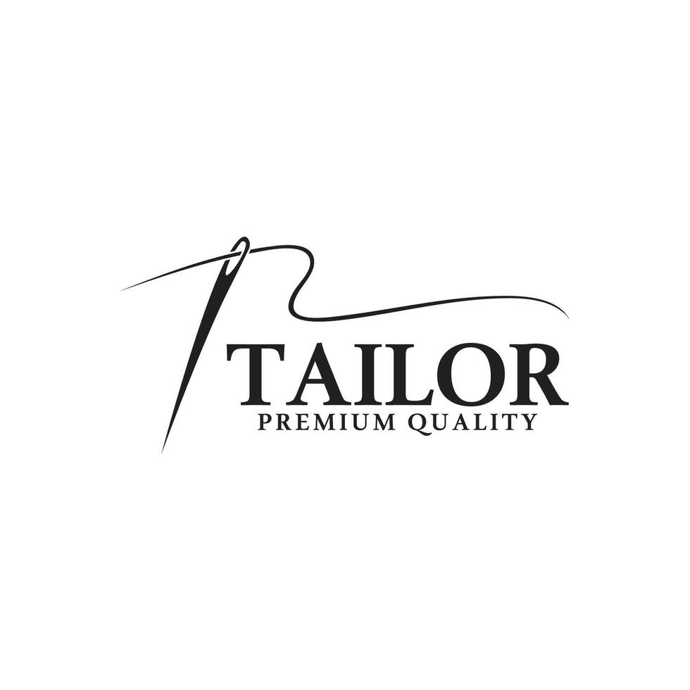 Tailor shop tempale simple and elegant tailor logo with buttons and sewing needle vector
