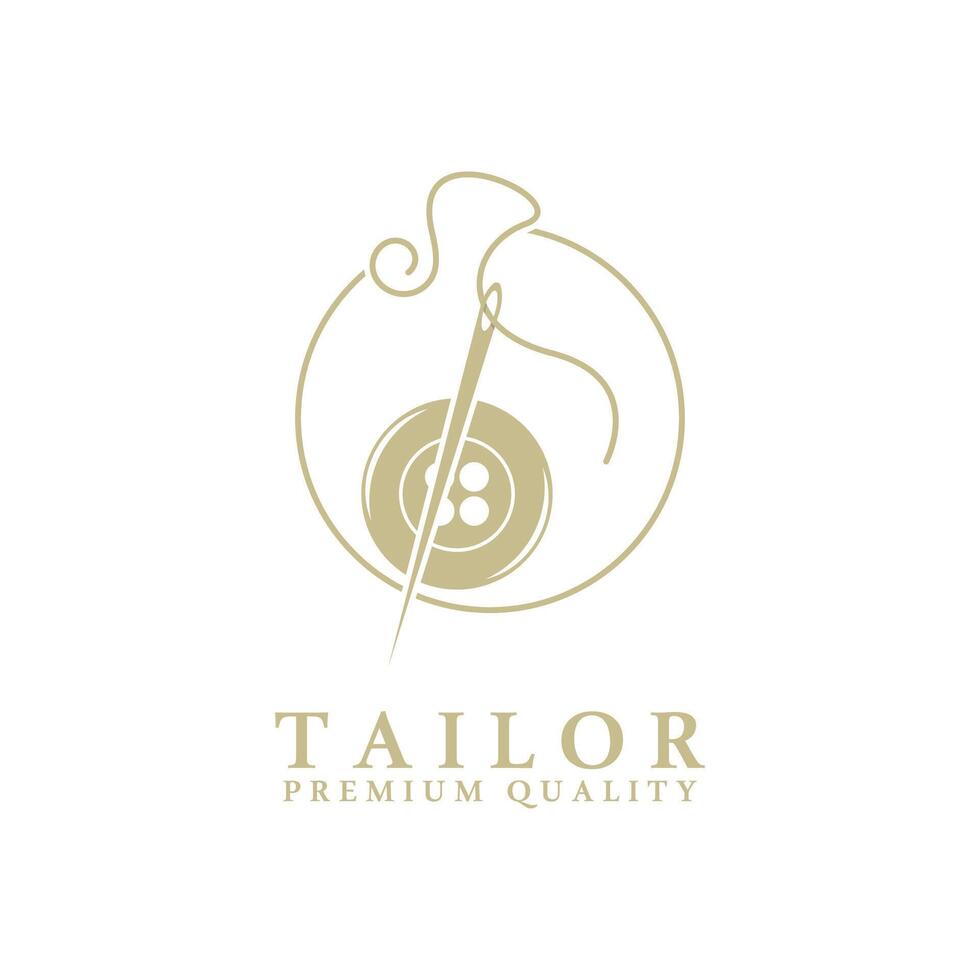 Old sewing machine for vintage tailor shop, tailor logo design vector