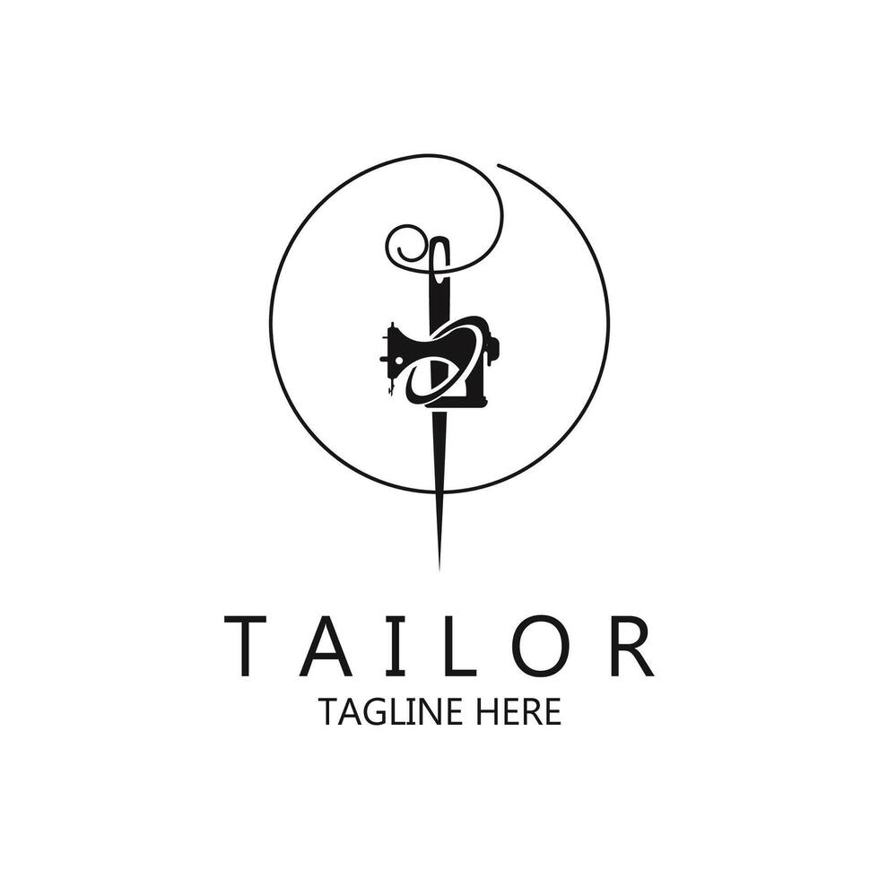 Crossed sew needle sewing machine for vintage tailor fashion vector