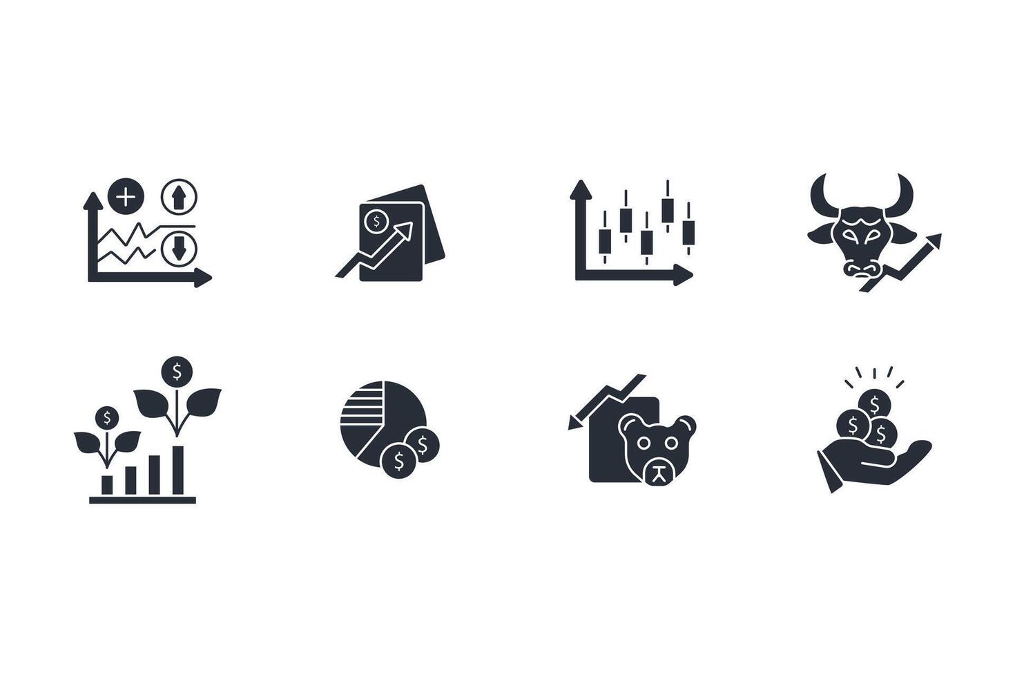 Stock market icon set..Editable stroke.linear style sign. vector