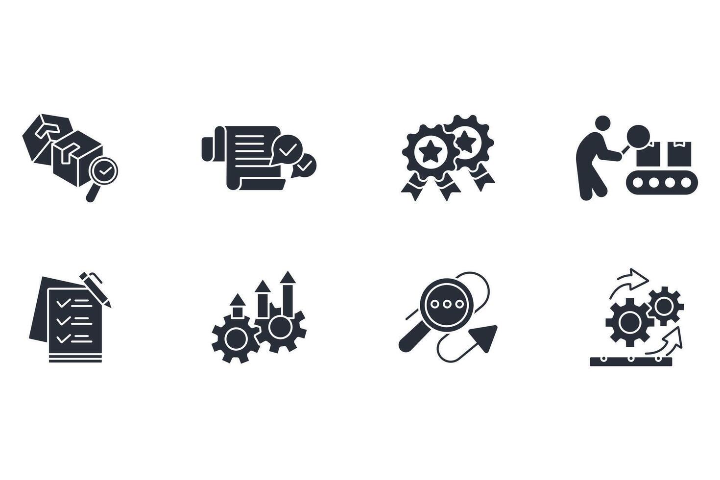 Quality control icon set..Editable stroke.linear vector