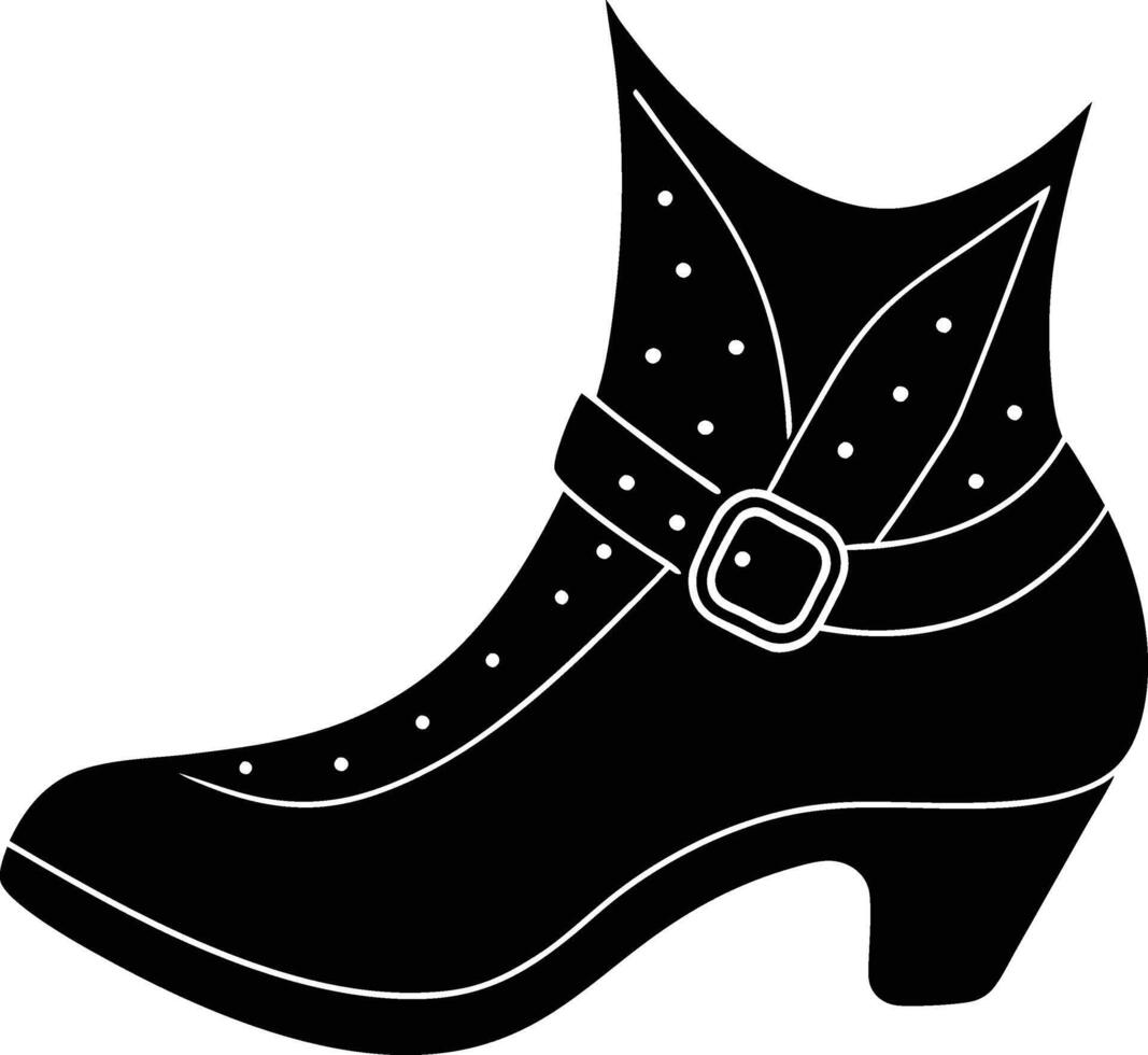 Witch Boot with Curled Toe Silhouette Mystical Illustration vector