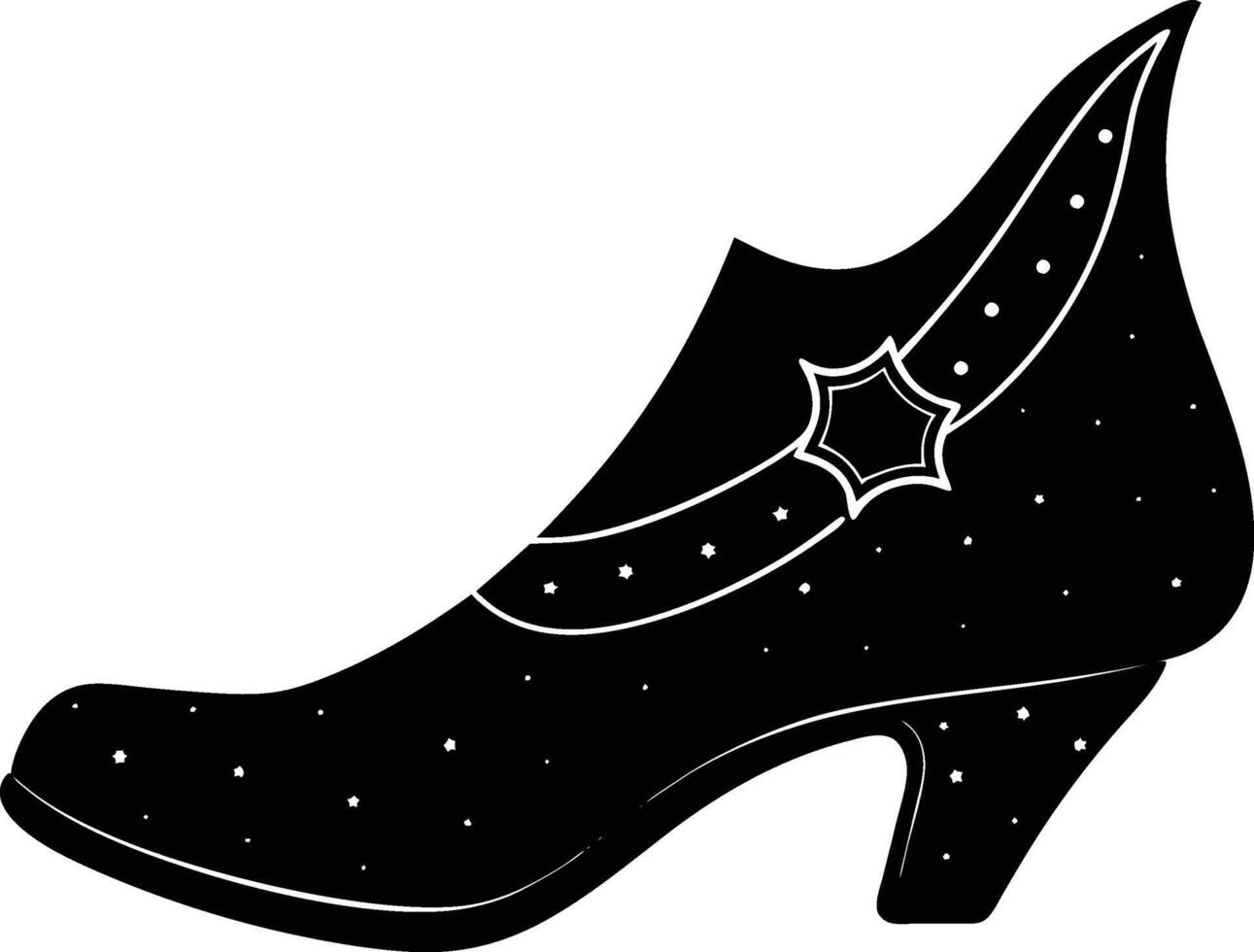 Old-Fashioned Witch Shoe Silhouette Mysterious Design vector