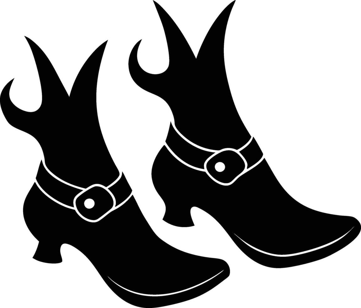 Black Witch Shoe Silhouette Magical Footwear Art vector