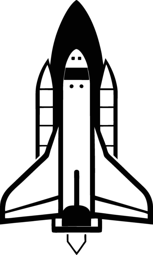 Black Space Shuttle Silhouette Astronautics Art vector