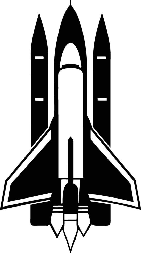 Minimalist Space Shuttle Silhouette Rocket Launch Illustration vector