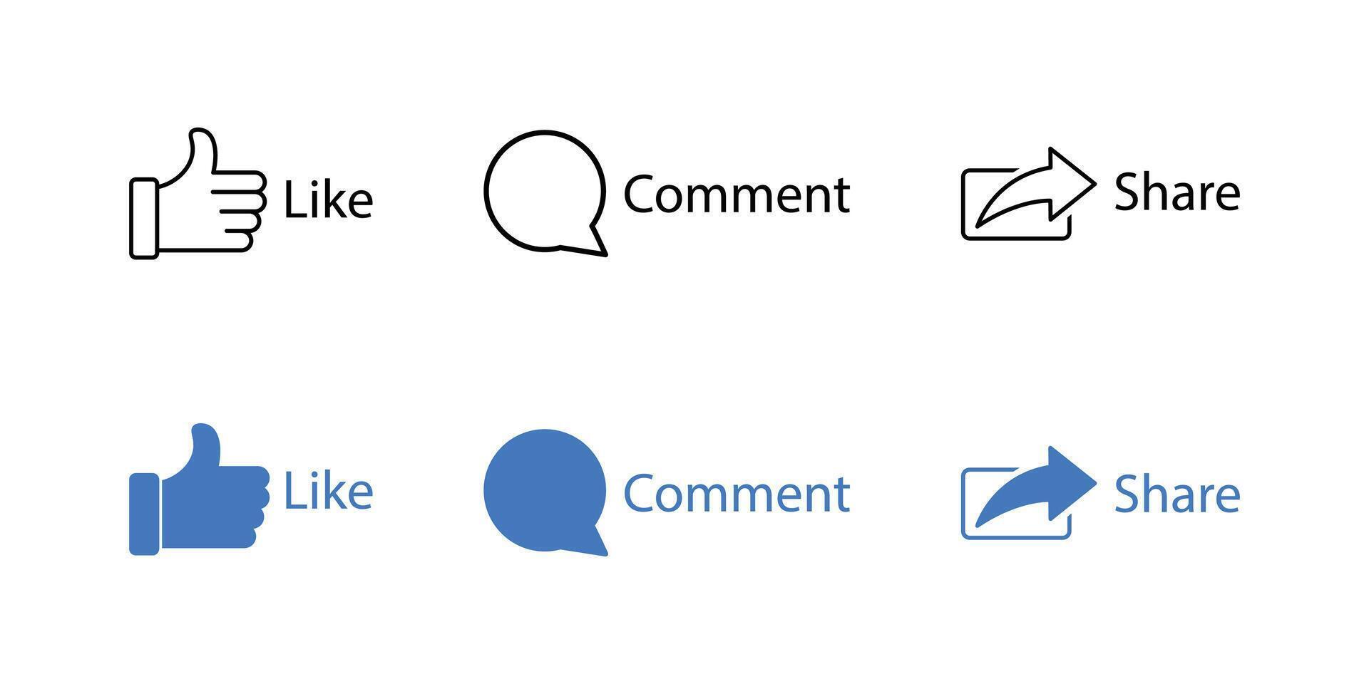 Social Media Engagement Icons Like, Comment, and Share. vector