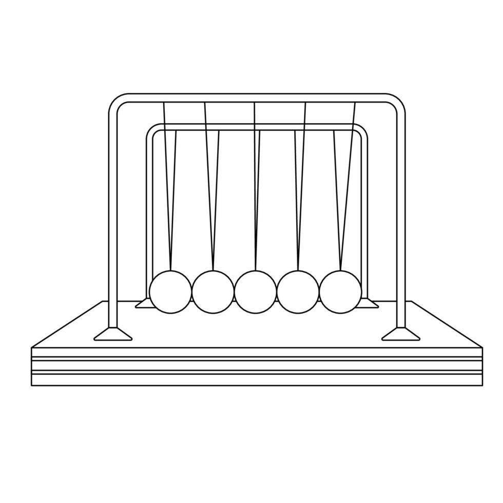 Newton Cradle Outline Icon Illustration on White Background vector