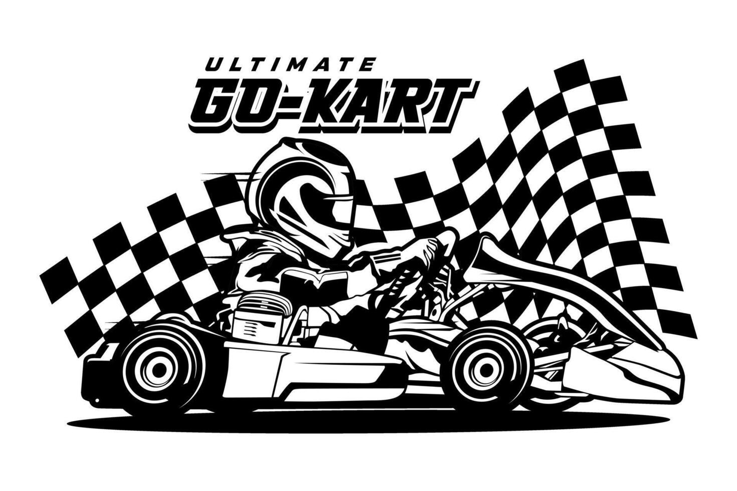 go kart race ultimate illustration logo design art vector