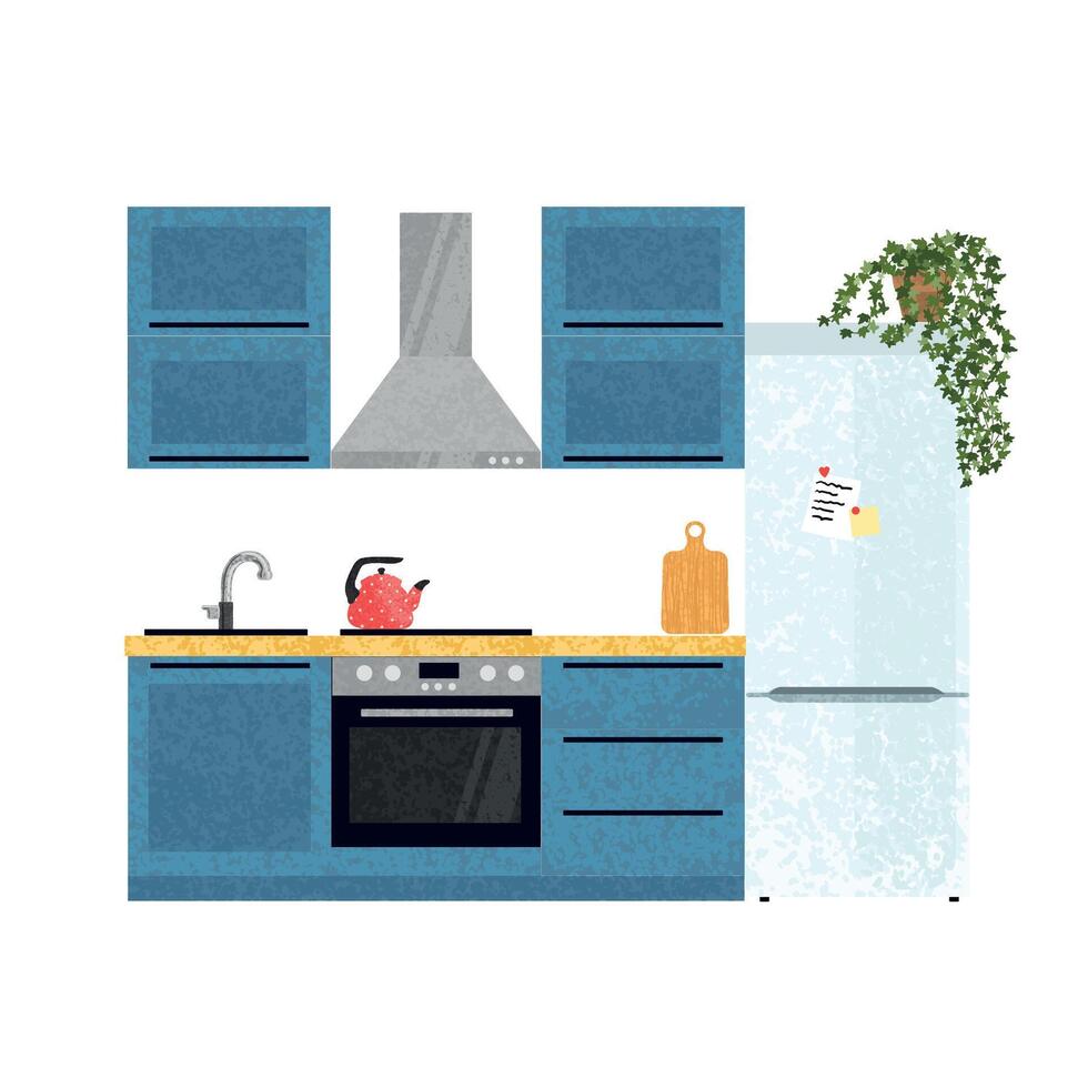 Colorful Illustration of Kitchen Isolated on White Background vector