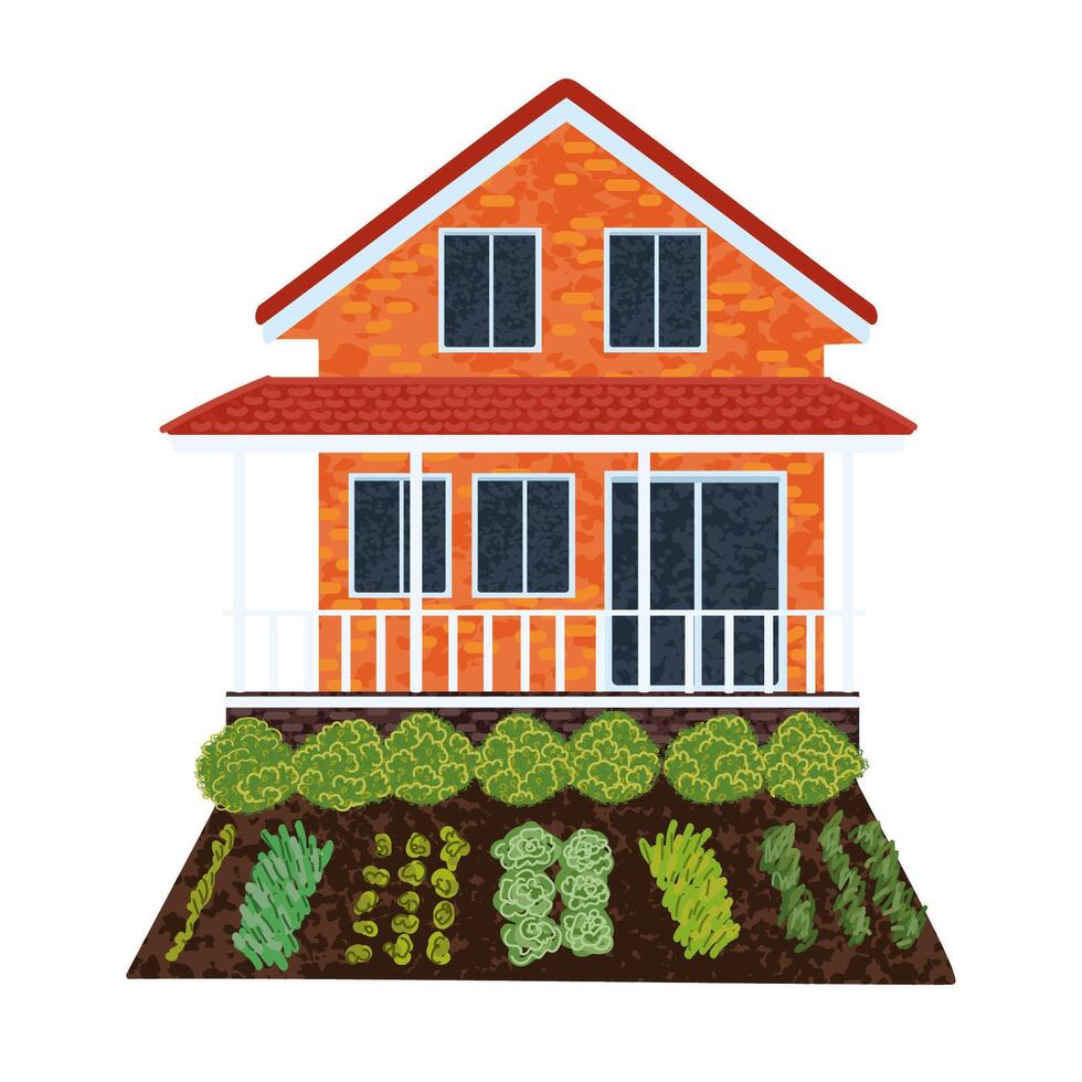Colorful Illustration of Summer Cottage Isolated on White Background vector