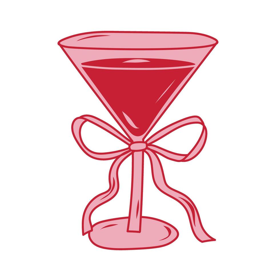 Red cocktail with a ribbon decoration on a simple base for festive occasions and celebrations vector