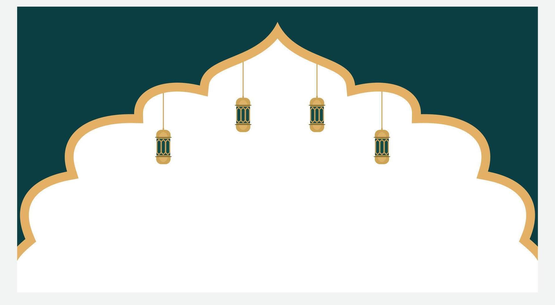 Luxury Islamic Background with Hanging Lanterns and Arabic Arch vector