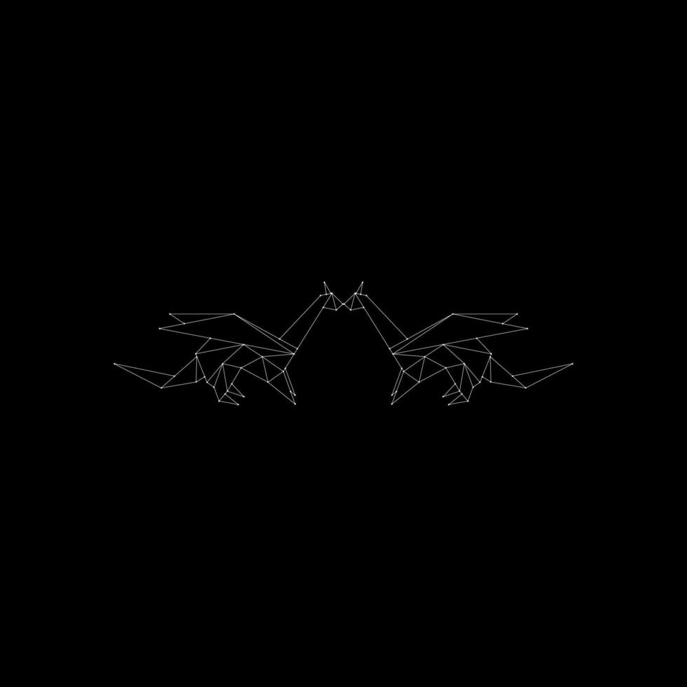 Pair Dragon Polygonal Lines, can use for Logo, Pictogram, Mythology Creature Figure, Website, Apps, or Graphic Design Element. Flat and Editable. vector