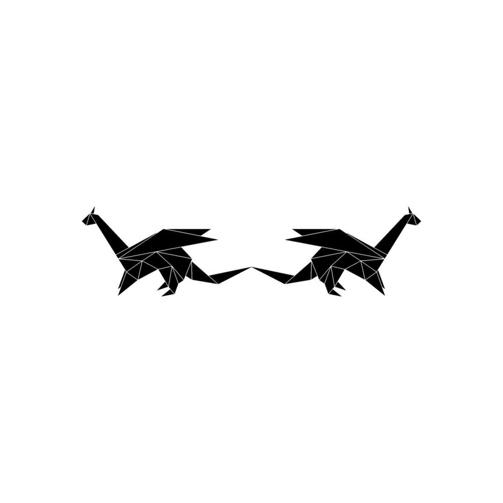 Pair Dragon Shape Inspired by Origami Form, can use for Logo, Pictogram, Mythology Creature Figure, Website, Apps, or Graphic Design Element. Simple and Editable. vector