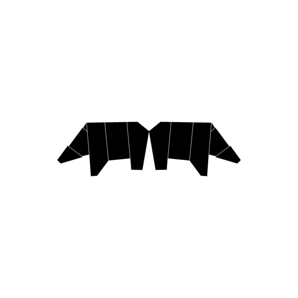 Pair Polar Bear Shape Inspired by Origami Form, can use for Logo, Pictogram, Endangered Animals Figure, Website, Apps, or Graphic Design Element. BW and Editable. vector