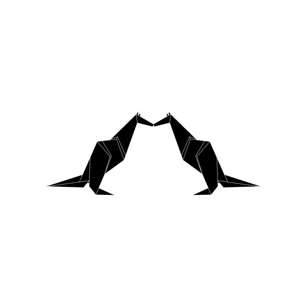 Pair Kangaroo Shape Inspired by Origami Form, can use for Logo, Pictogram, Animal Figure, Website, Apps, or Graphic Design Element. Flat and Editable. vector
