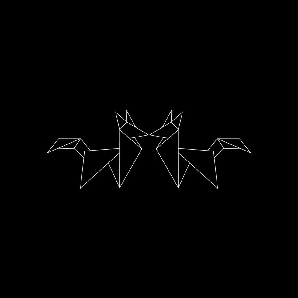 Pair Fox Polygonal Lines, can use for Logo, Pictogram, Cute Animal Figure, Website, Apps, Pictogram, or Graphic Design Element. vector