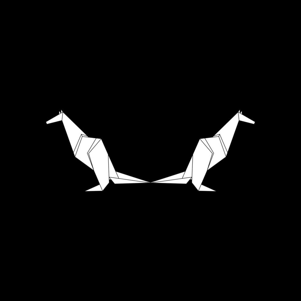 Pair Kangaroo Shape Inspired by Origami Form, can use for Logo, Pictogram, Animal Figure, Website, Apps, or Graphic Design Element. Simple and Memorable. vector