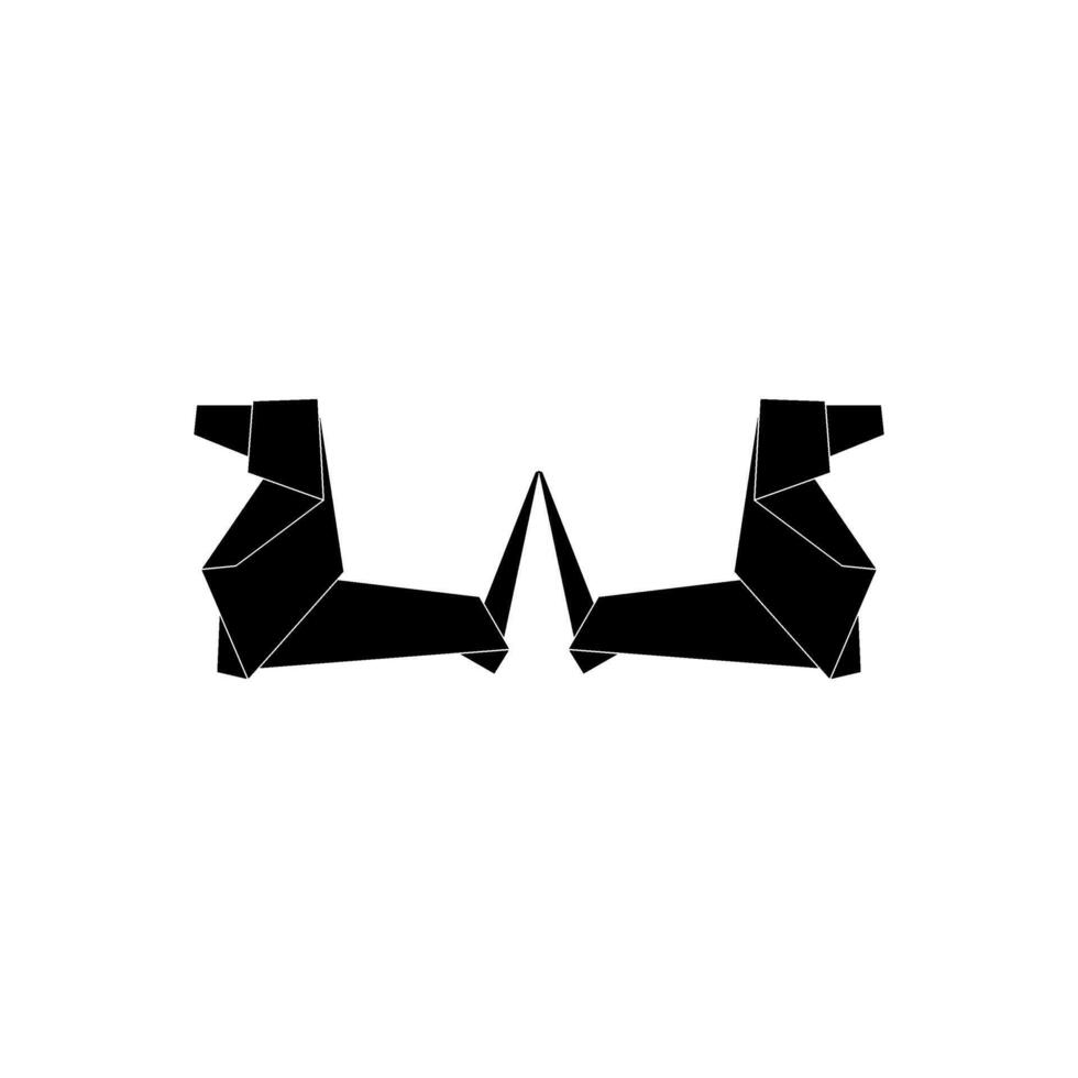 Pair Dog Shape Inspired by Origami Form, can use for Logo, Pictogram, Animal Figure, Website, Apps, or Graphic Design Element. Black White and Editable. vector