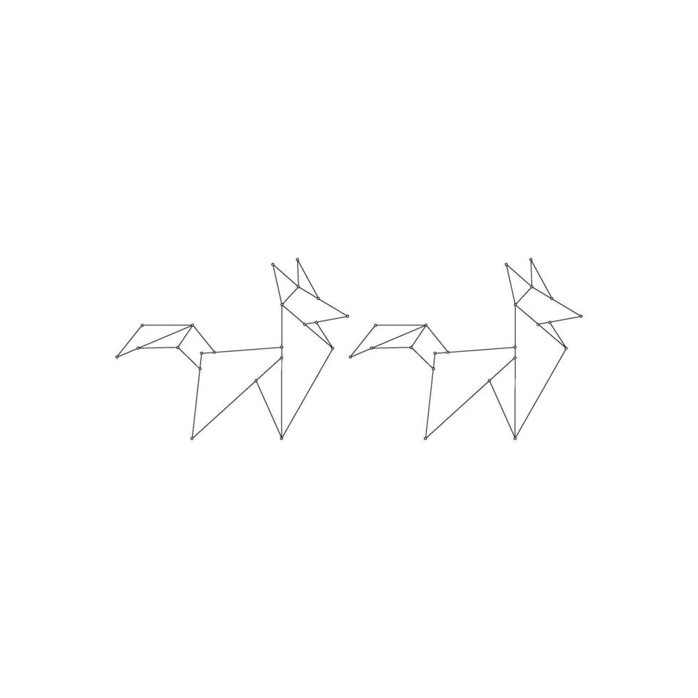 Pair Fox Polygonal Lines, can use for Logo, Pictogram, Cute Animal Figure, Website, Apps, Pictogram, or Graphic Design Element. Memorable and Editable. vector