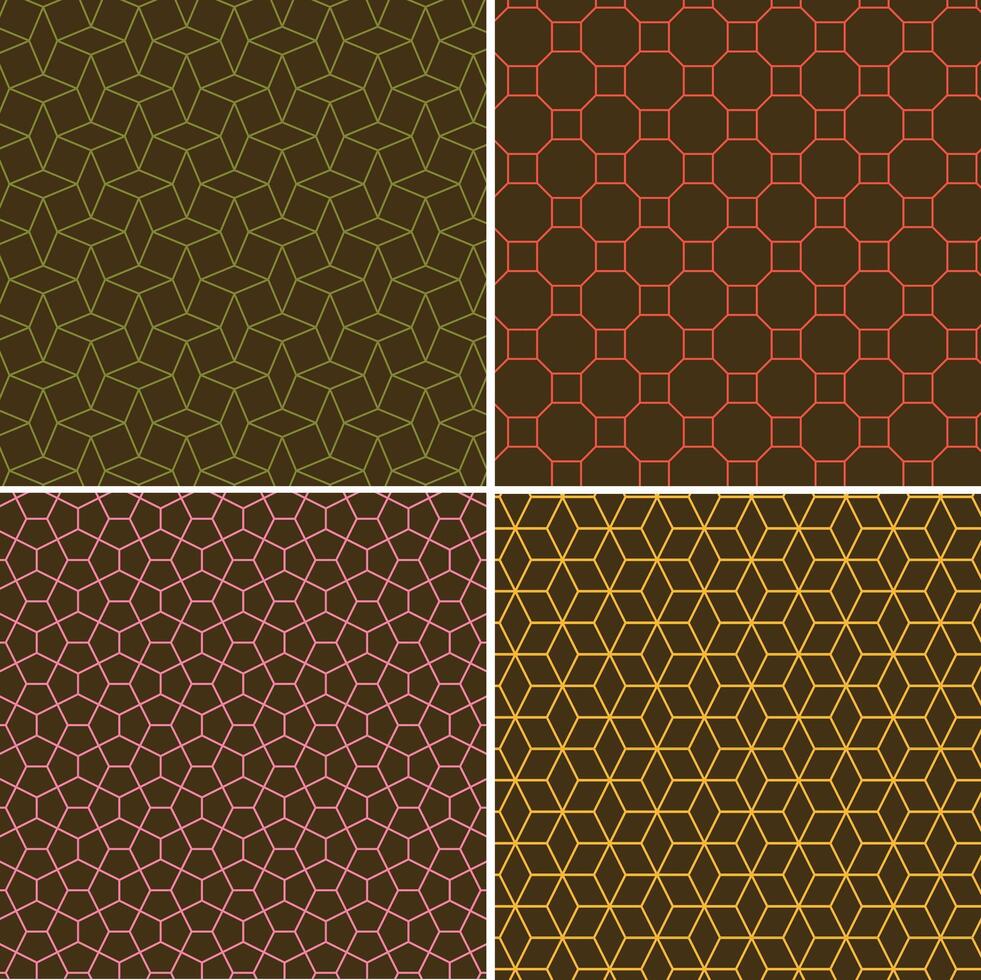 seamless geometric patterns with brown vector