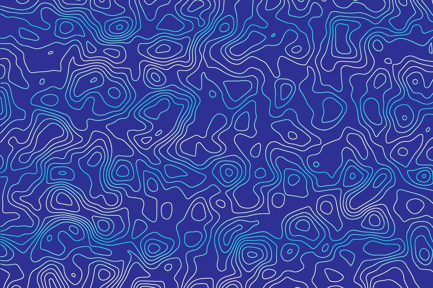 Abstract, water background. Circles, doodles and curved lines on a blue background. vector