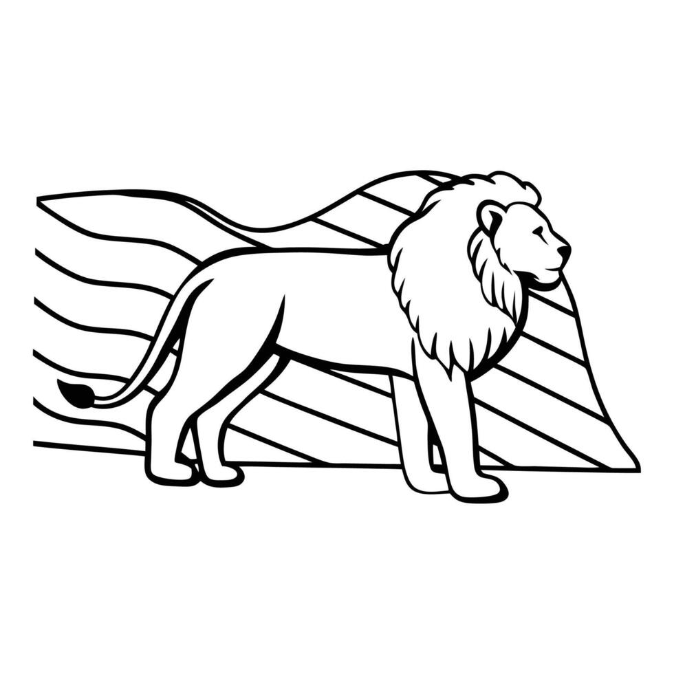 Walking lion silhouette vector