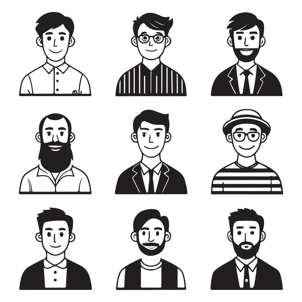 Collection of stick figures with different poses, human icon vector