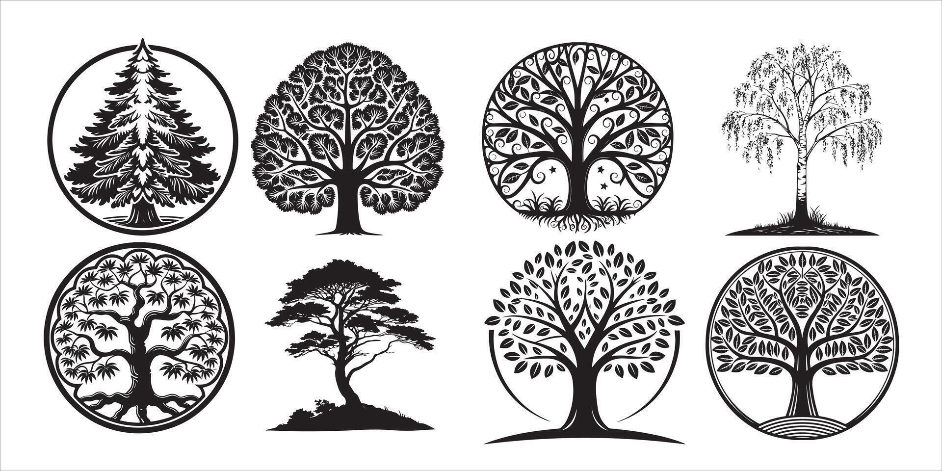 Download Tree Silhouette Icon High Quality Free vector