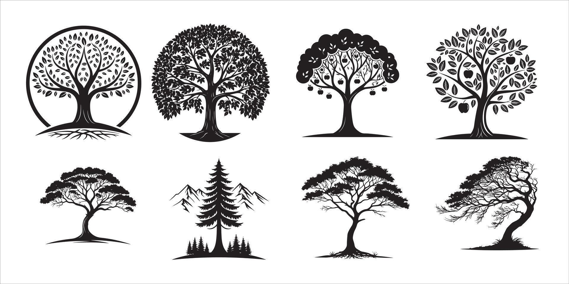 Free Tree Icon Silhouette on White Background vector