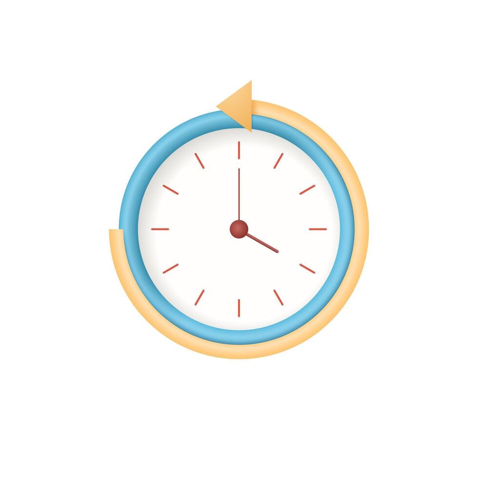 A clock or timer with an arrow pointing in the opposite direction of the countdown. vector